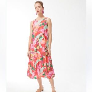 Chico’s Tie-Back Foliage Print Trapeze Lightweight Dress